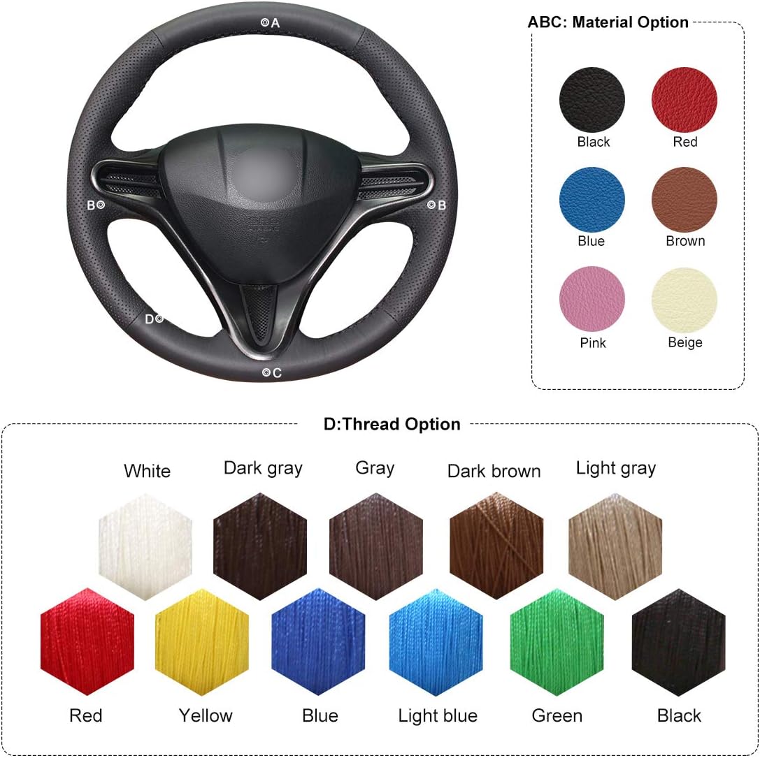 MEWANT DIY Custom Artificial Leather Hand Sewing Auto Steering Wheel Cover for Honda Civic 8 Civic 2006 2007 2008 2009 2010 2011