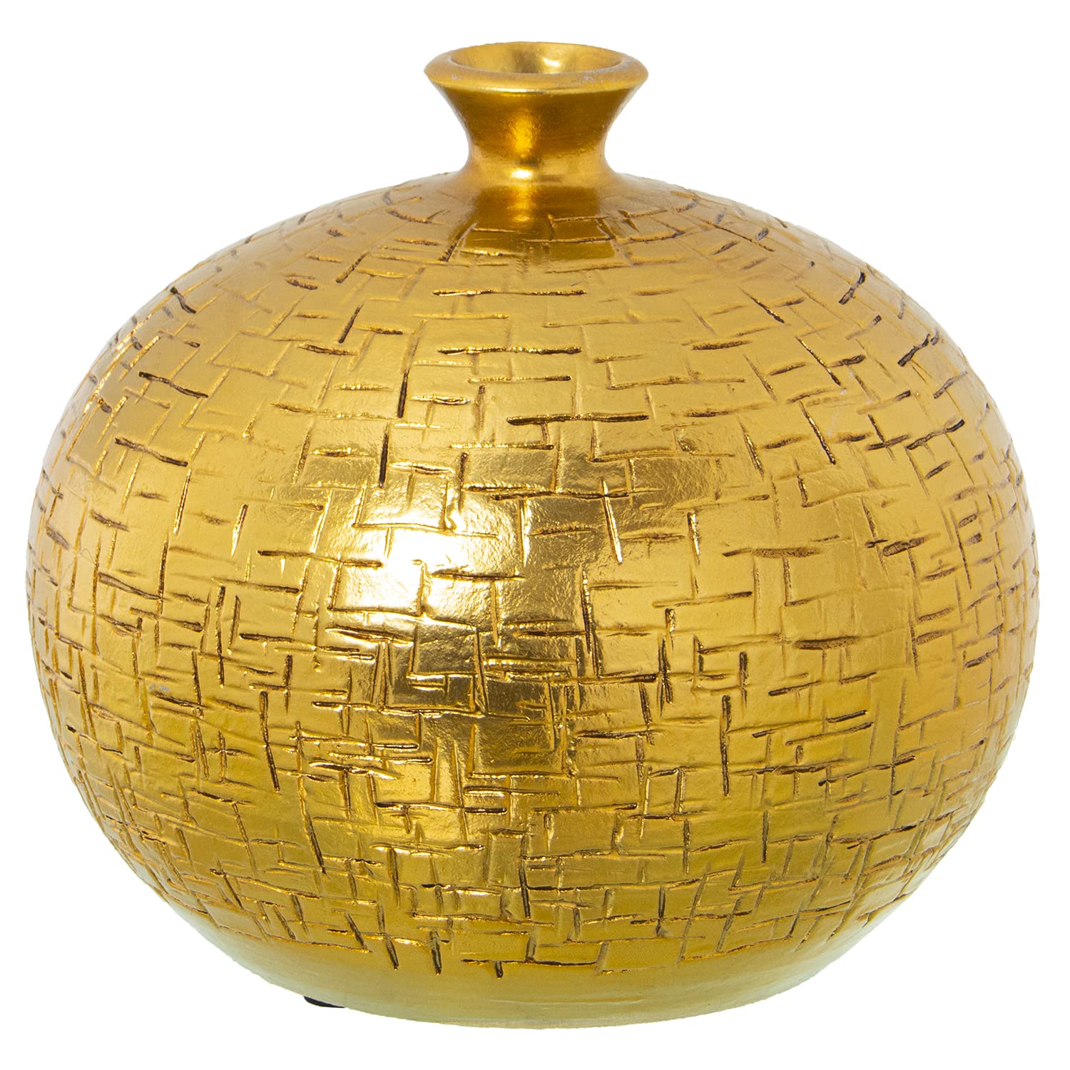Vase en céramique doré 26x24cm pour illuminer une table de salon moderne