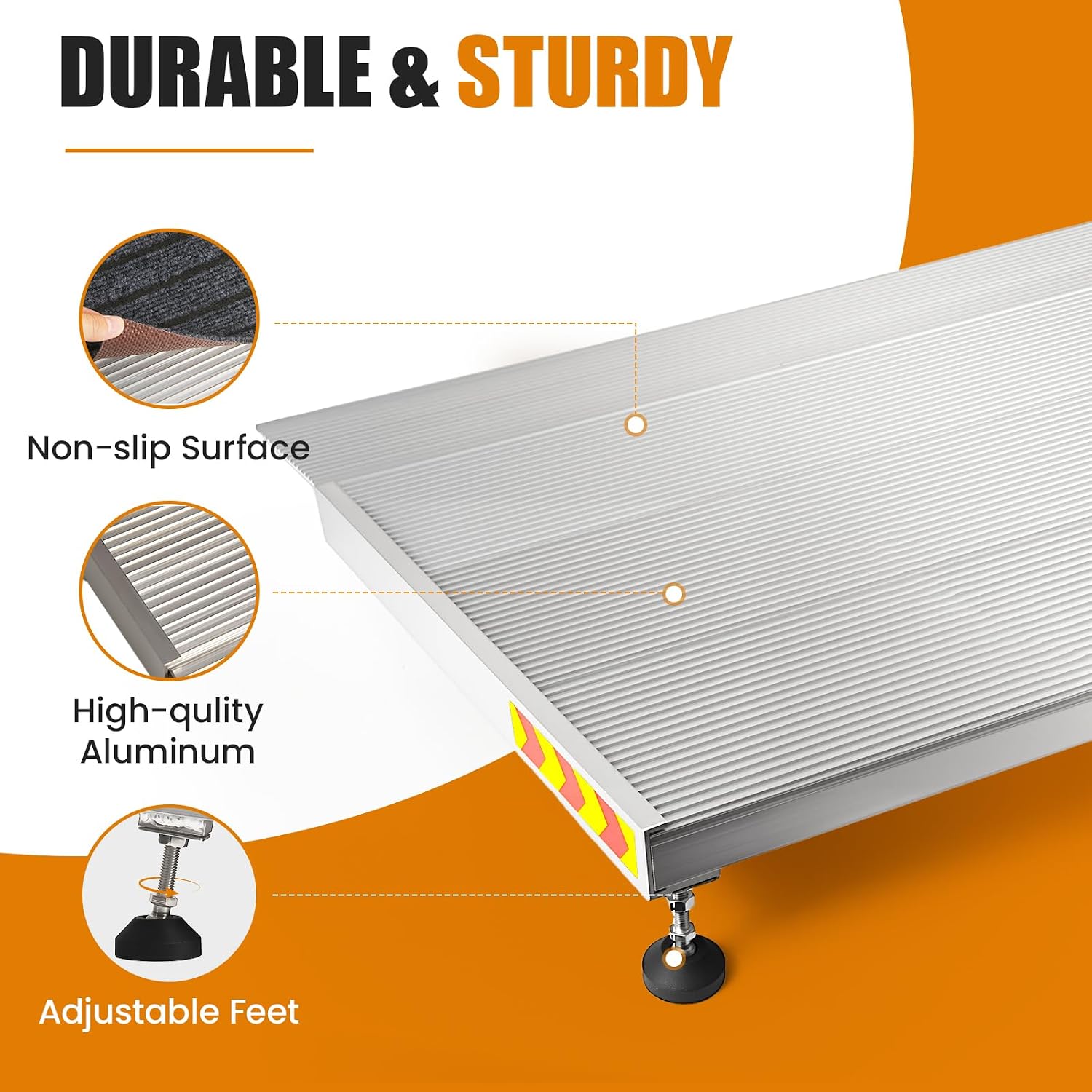 Threshold Ramps for Doorways, 3-5.5" Rise and 30"×36" Platform Aluminum Wheelchair Ramp, Heavy Duty 1500lbs Capacity Ramps for Wheelchairs for Home with Non-Slip Thick Door Mat