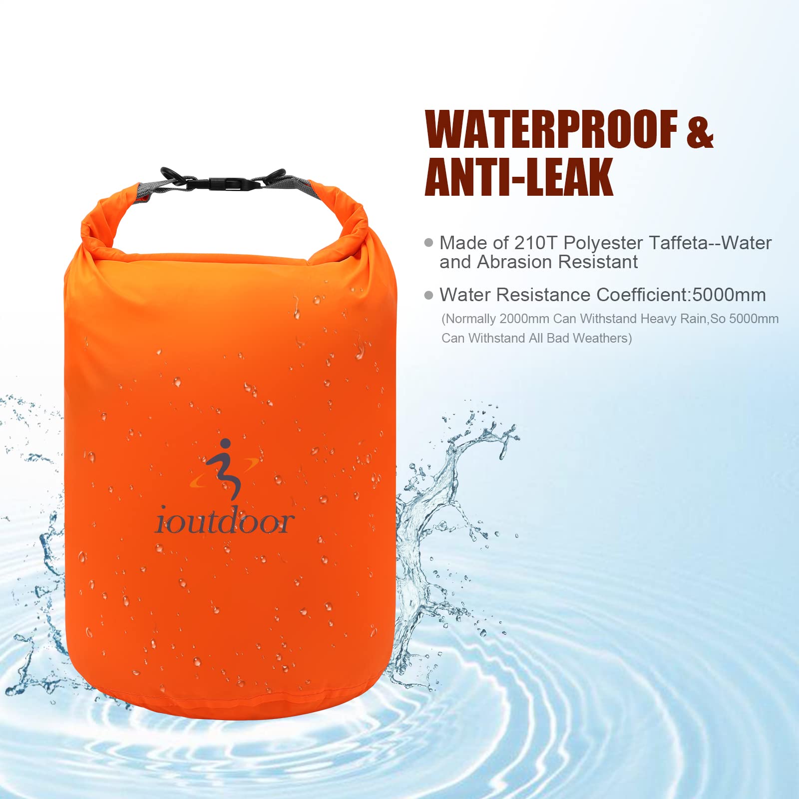 Sac Étanche Imperméable Léger 3 Paquets 2L 5L 10L Gardez l'équipement Propre et Sec,Sac Sec Petit Grand pour Kayak,Plage,Rafting,Randonnée,Natation,Camping,Canoe,Ski,Planche à Neige