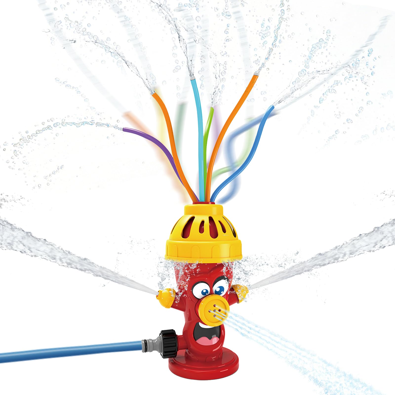 Water Sprinkler for Kids, Fire Hydrant Water Toy Hose Sprinkler Garden Spinning Sprinkler for Kid, Summer Outdoor Sprinkler Toys for Boy/Girls Gift 3-10 Years Old with Storage Bag (Red Fire Hydrant-2)
