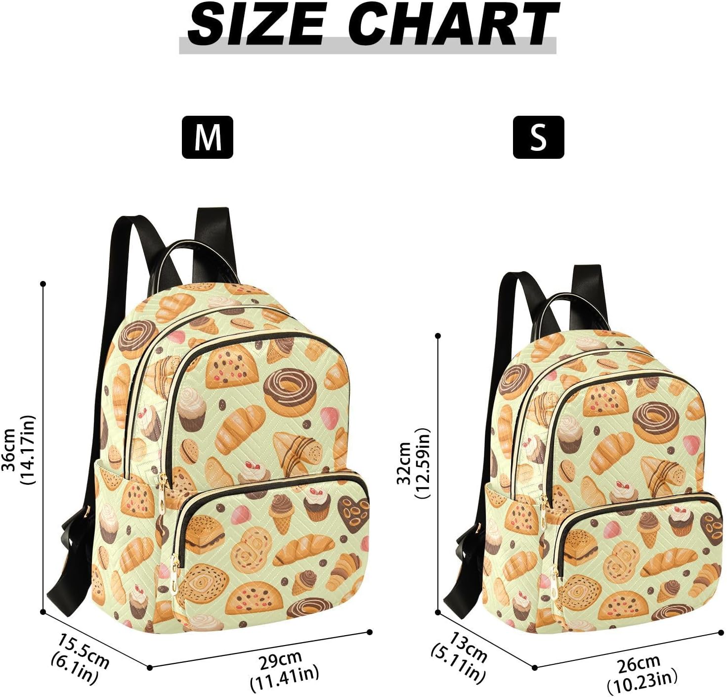 Donuts Ice Cream Dessert Print Backpack Purse for Women Shoulder Bag Fashion Daypack Ladies Handbag Lightweight Travel Bag Rucksack