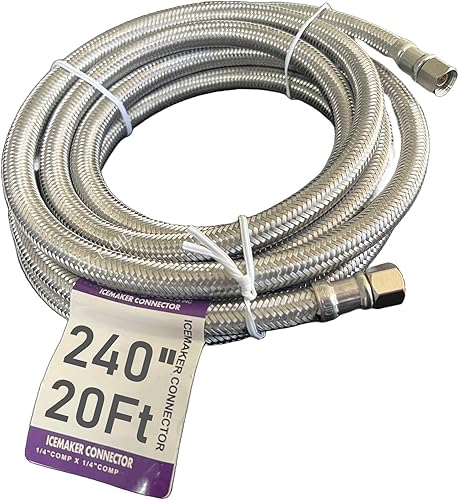 Miniatura 6 de EZ-FLUID Comp hembra de 14 pulgadas x 14 pulgadas hembra Comp x 6 pies (72 pulgadas) de acero inoxidable trenzado flexible para refrigerador, kit de