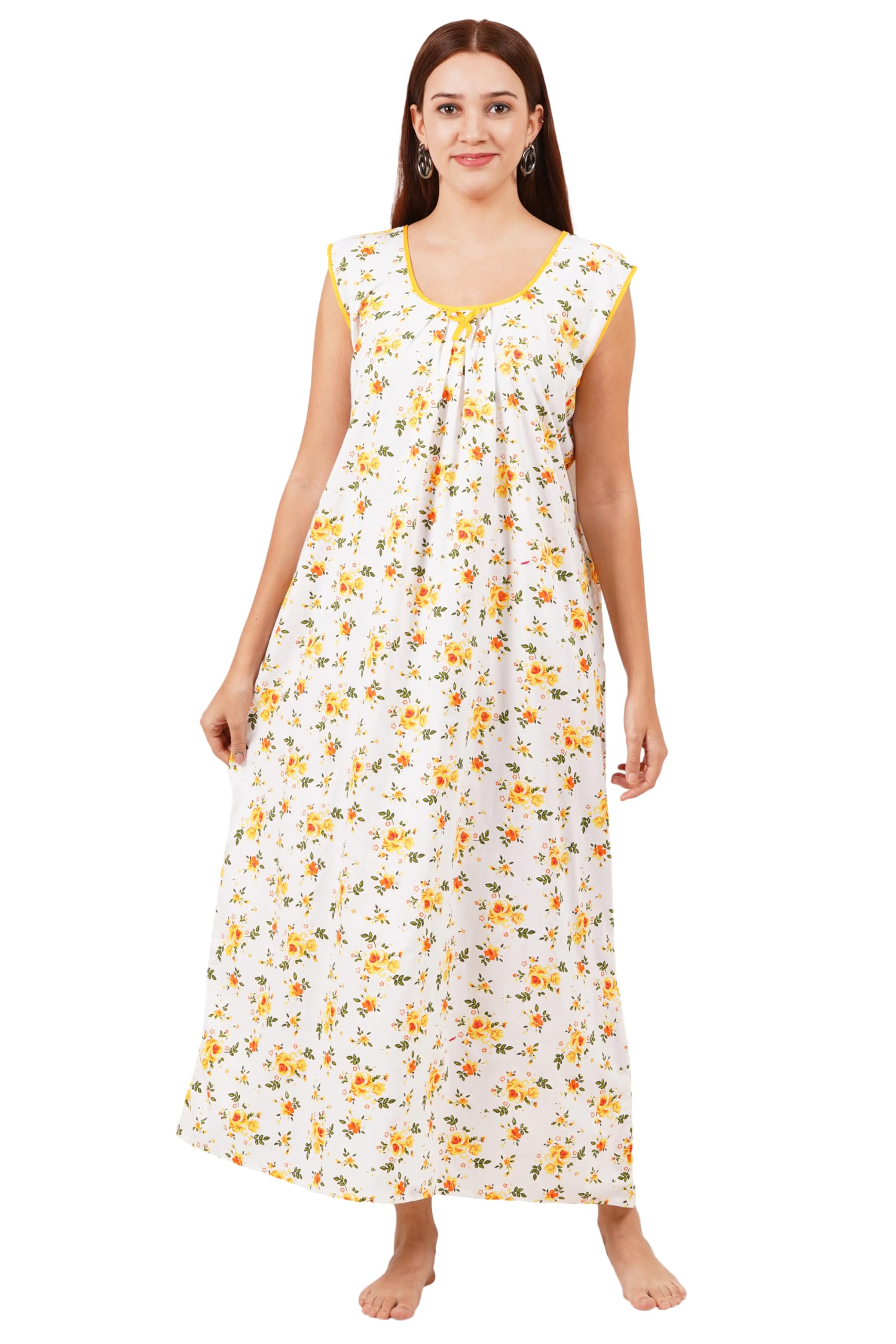 Woman's Pure Cotton Nightdress Nighty Yellow