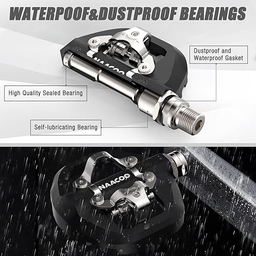 Miniatura 5 de NAACOO Tacos de bicicleta compatibles con tacos Shimano SPD SH51 SH56 – Peloton Pinzas de ciclismo de interior y montaña MTB Bike Bike Bike Clips Set