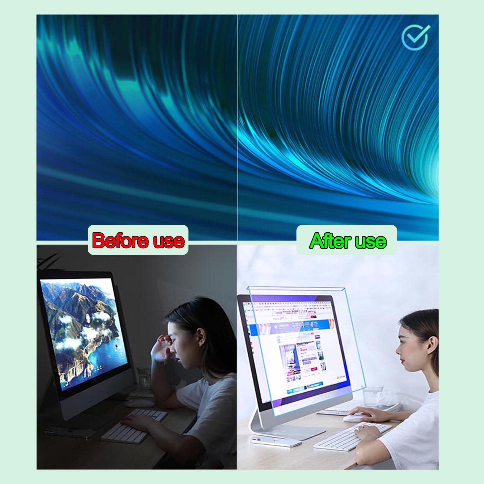 Filtro per Schermo Anti-Luce Blu per Computer, Riduce L'Affaticamento degli Occhi, Pellicola Protettiva per Schermo Portatile da Appendere, HD, Pellicola Protettiva Trasp,Diagonal-17in/43.2cm