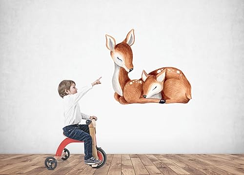 Miniatura 2 de Calcomanía de pared con diseño de ciervo, diseño de ciervo, para guardería, decoración de pared de bosque, extraíble, para niños, bebé, aula, sala