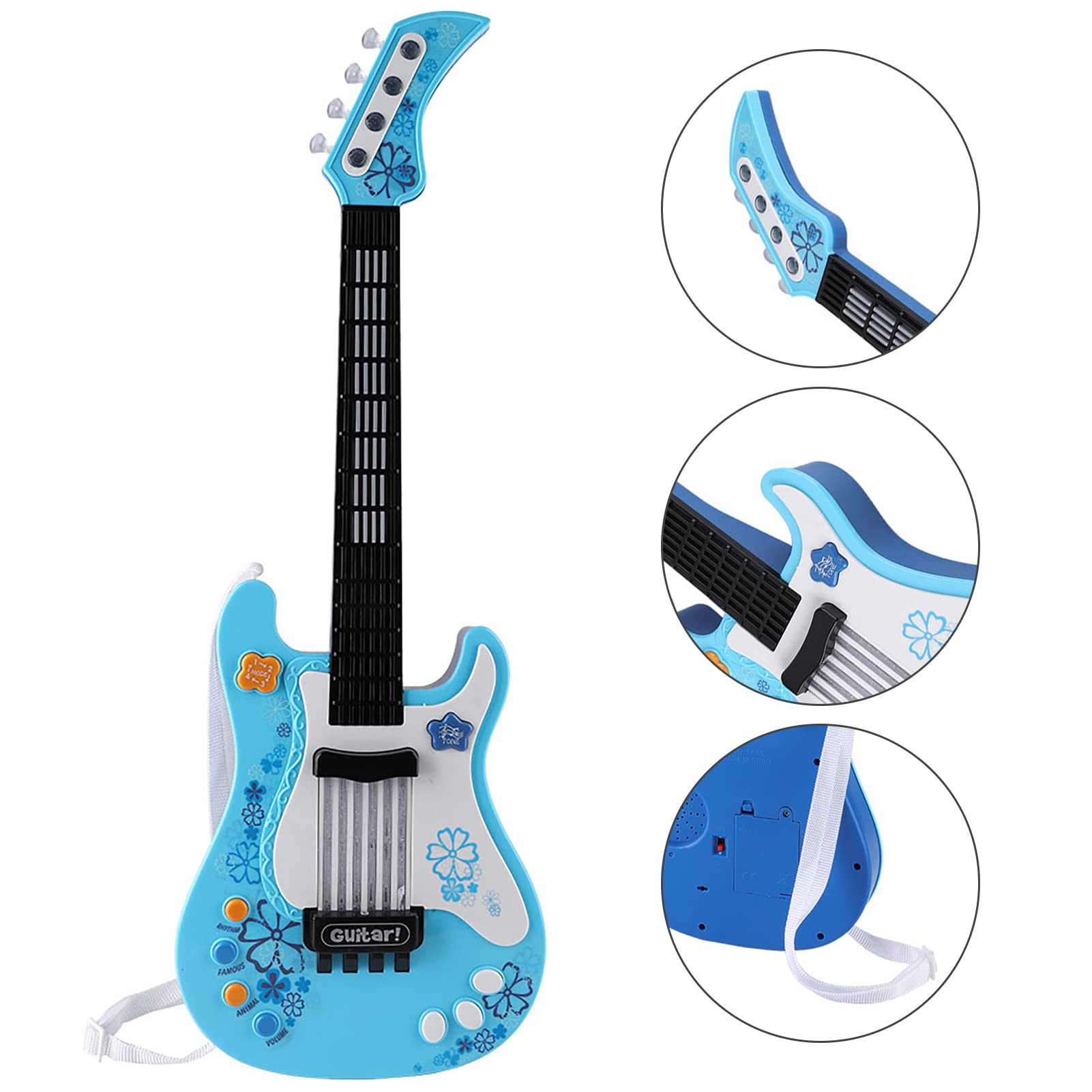 Giocattolo Multifunzionale per Chitarra per Bambini con 4 modalità di Gioco per Bambini Dai 3 Agli 8 Anni, Realizzato in Materiale ABS (BLUE)
