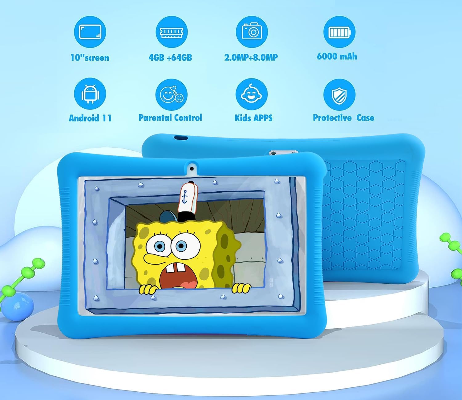 LULUGTI Tablet per Bambini 10 pollici,Android 11 wifi tablet, 4GRAM 64GB ROM,Google Certificated,Controllo Parentale,Kids Space,Tablet PC con Custodia Protettiva per Tablet Antiurto(Blu) LULUGTI Tablet per Bambini 10 pollici,Android 11 wifi tablet, 4GRAM 64GB ROM,Google Certificated,Controllo Parentale,Kids Space,Tablet PC con Custodia Protettiva per Tablet Antiurto(Blu)