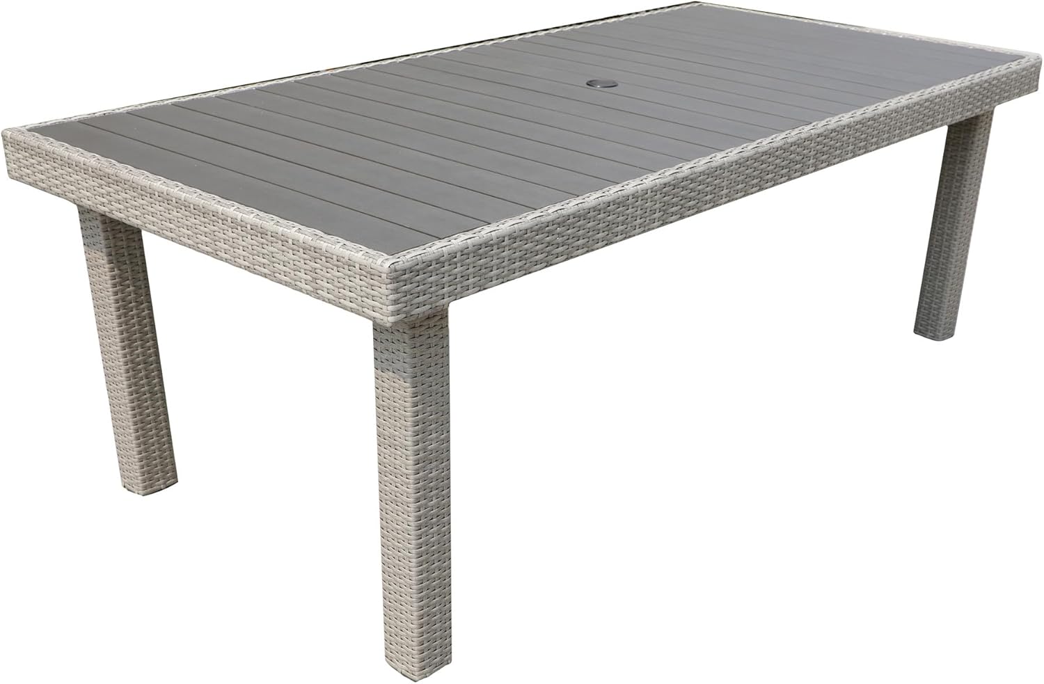 Balcones Outdoor Furniture, Wicker Rectangular Dining Table, Gray
