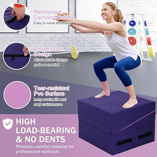 Miniatura 5 de NFPSHOP Colchoneta de cuña de gimnasia inclinada para gimnasio en casa, tapete plegable de cuña de queso, forma de habilidad para niños y adultos,