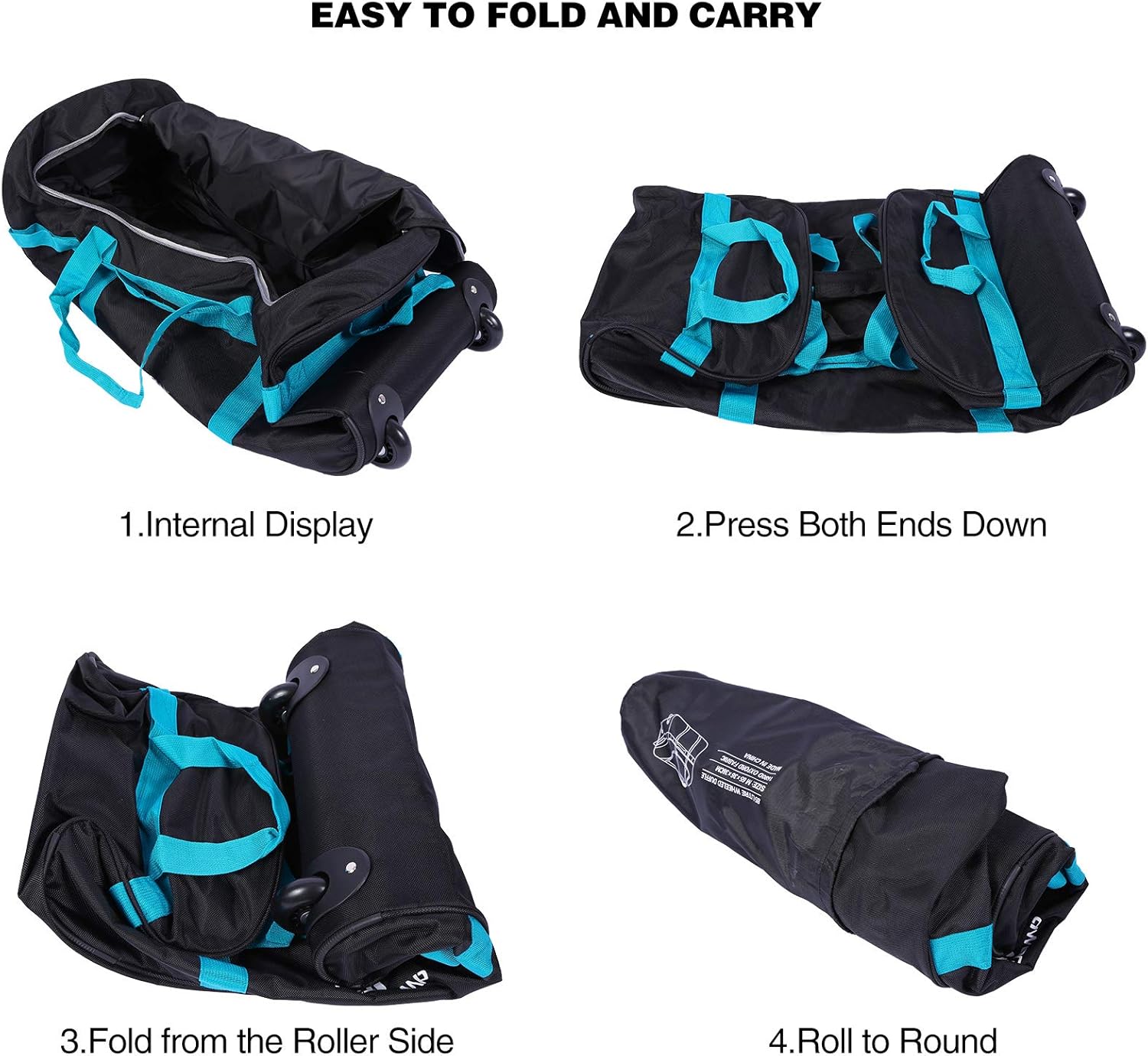 Folding Wheeled Rolling Duffle Bag for Camping Travel, Lightweight Large Duffel Bag with Wheels and Pull Handle, Blue, 26 Inch