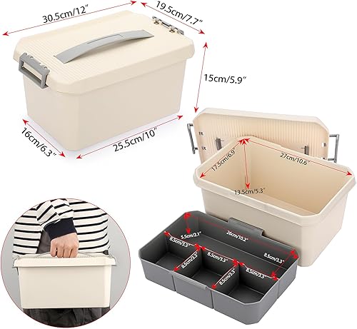 Miniatura 2 de BTSKY Caja de almacenamiento de plástico y caja de transporte, caja de herramientas portátil multiusos de plástico, organizador de caja de costura