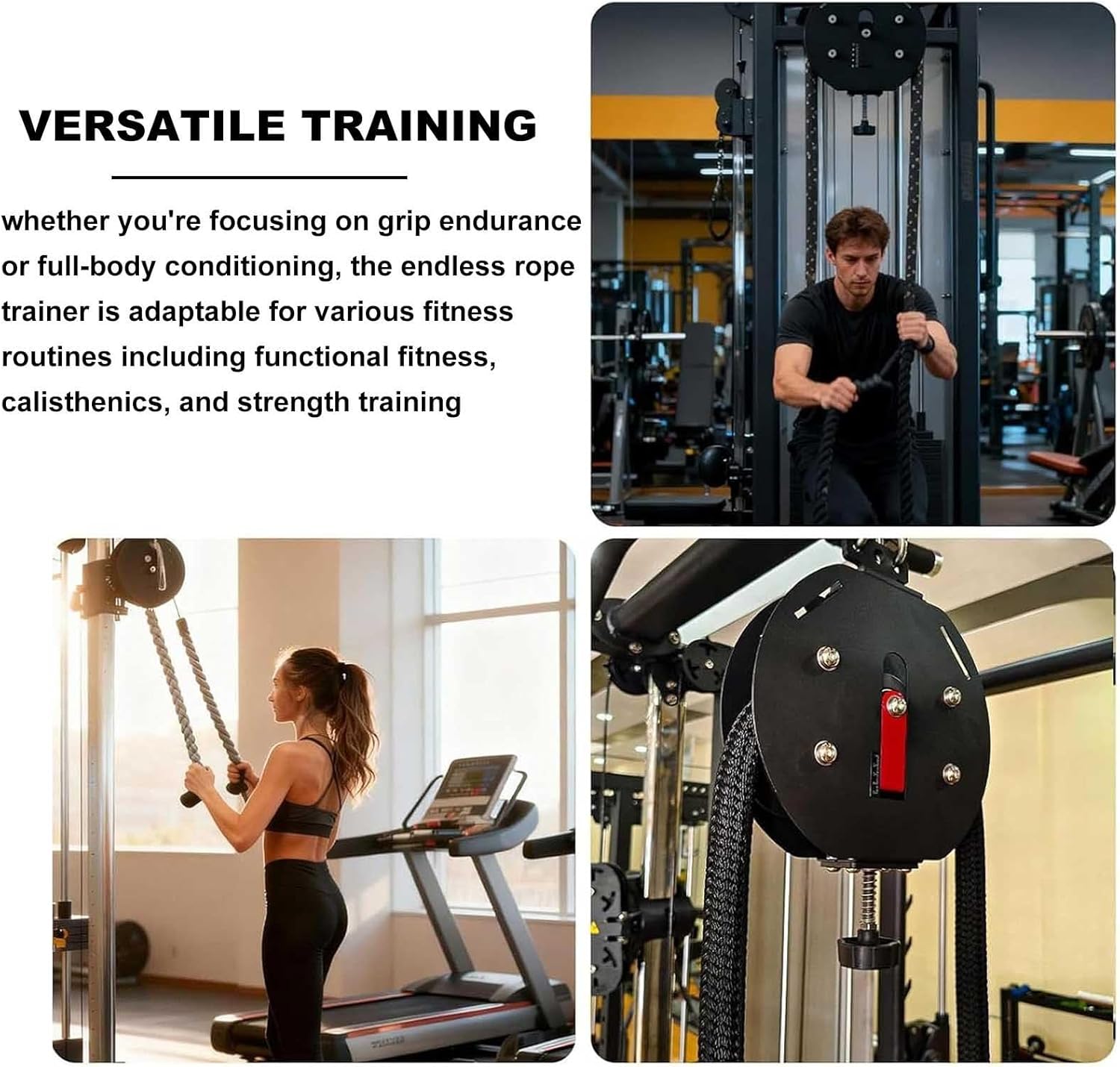 Endless Rope Training Machine, Compact Suspension Rope Climbing Machine, Adjustable Resistance Pulley System, Suitable for Muscle Endurance, Upper Body Training and Aerobic Training.
