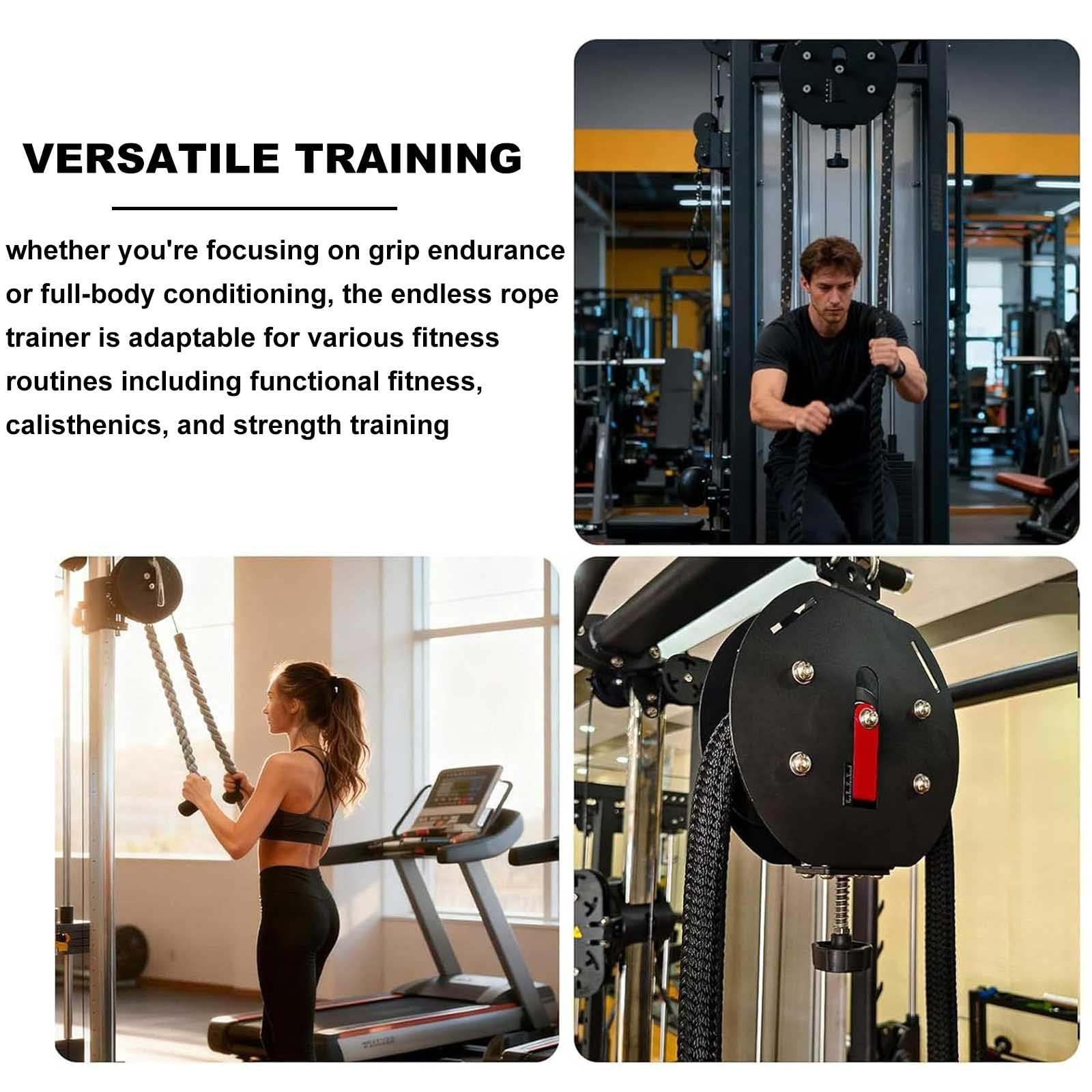 Corda da arrampicata per allenamento multifunzione Endless Rope Home Fitness Equipment, resistenza regolabile per resistenza muscolare, forza di presa, braccia, schiena, coordinazione del corpo