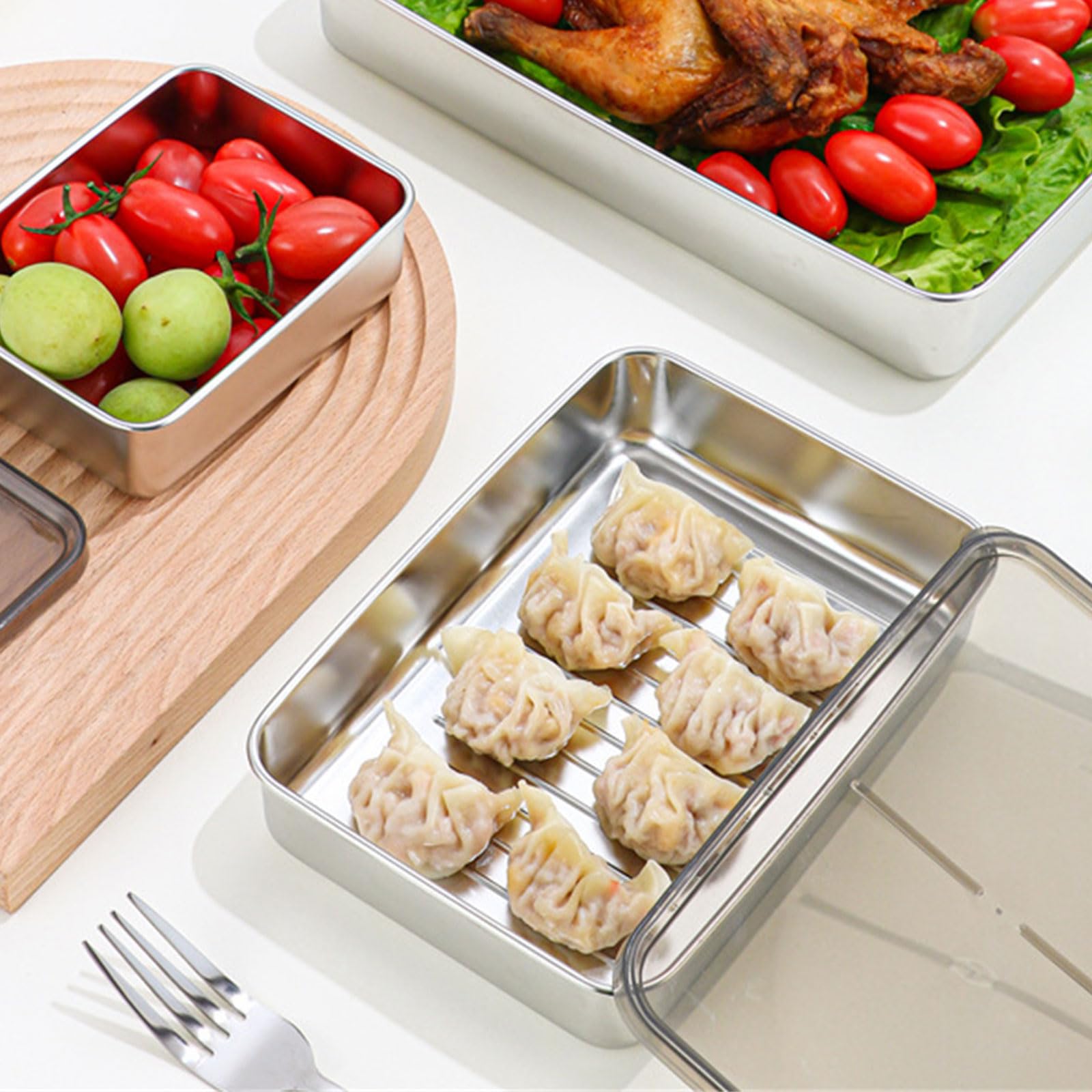 Contenedor de almacenamiento de alimentos de acero inoxidable, A