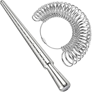 Accmor Ring Sizer Measurement Tool Including Metal Ring Mandrel & Ring Sizing Guage - US Size 0-13, Ring Measurering Stick...