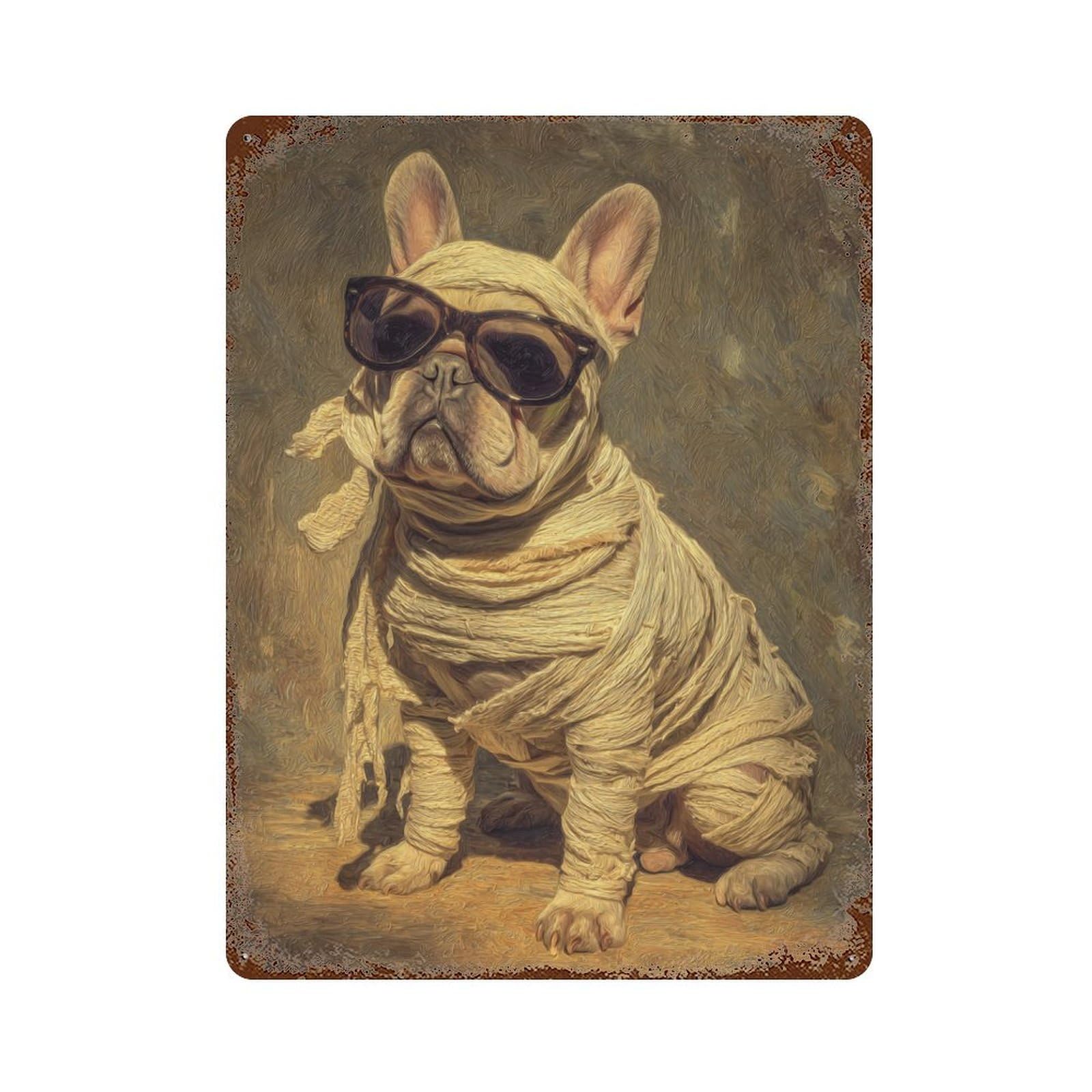 Royal Mummy Bulldog Retro Metal Sign 15.7"x11.8", Novelty Wall Decor for Farmhouse, Kitchen And Entryway Decor