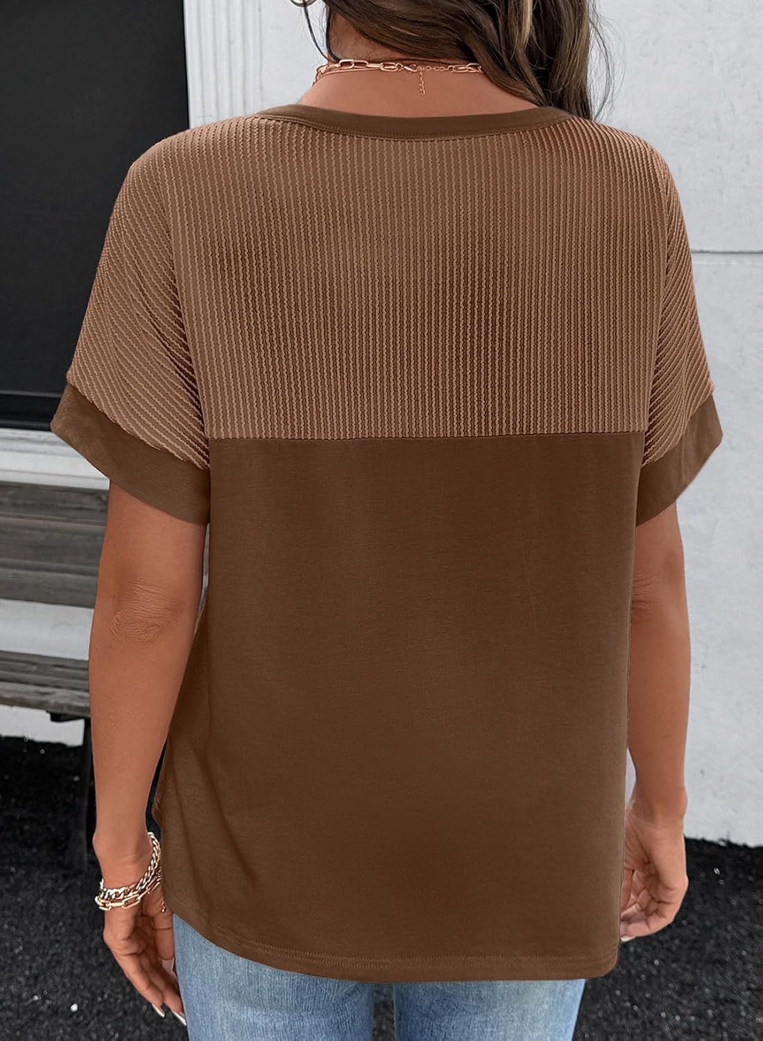 SHEWIN Women's Summer Tops Short Sleeve T-Shirts Crew Neck Casual Solid Basic Tees 2026 Clothes - Image 5