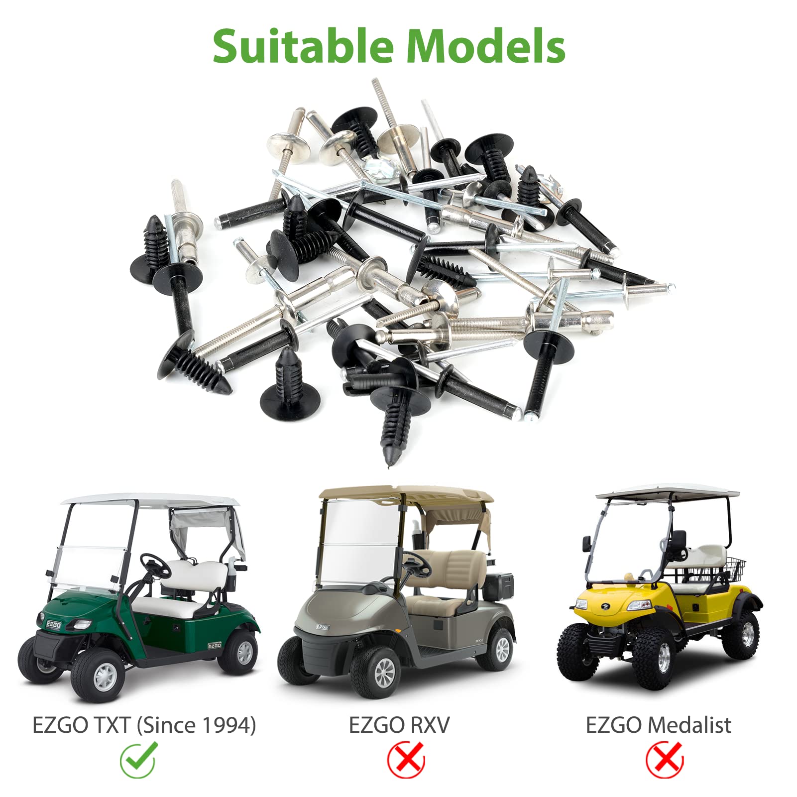10L0L EZGO TXT Kit completo per rivetti a corpo adatto per carrelli da golf EZGO TXT Gas & Veicoli elettrici (Dal 1994)
