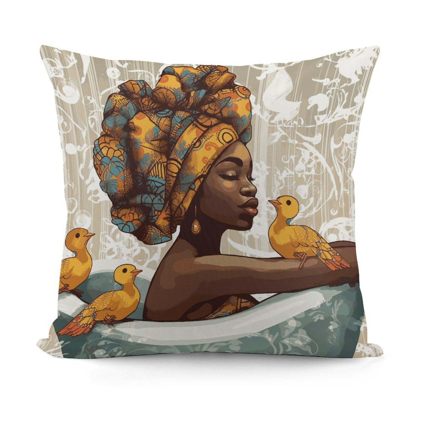 VstaDank African Girl Throw Pillow Covers 18x18 Inch Soft Couch Home Decor Cushion Cover Comfortable Plush Square Cushion Case Farmhouse Decorative Pillowcase for Living Couch