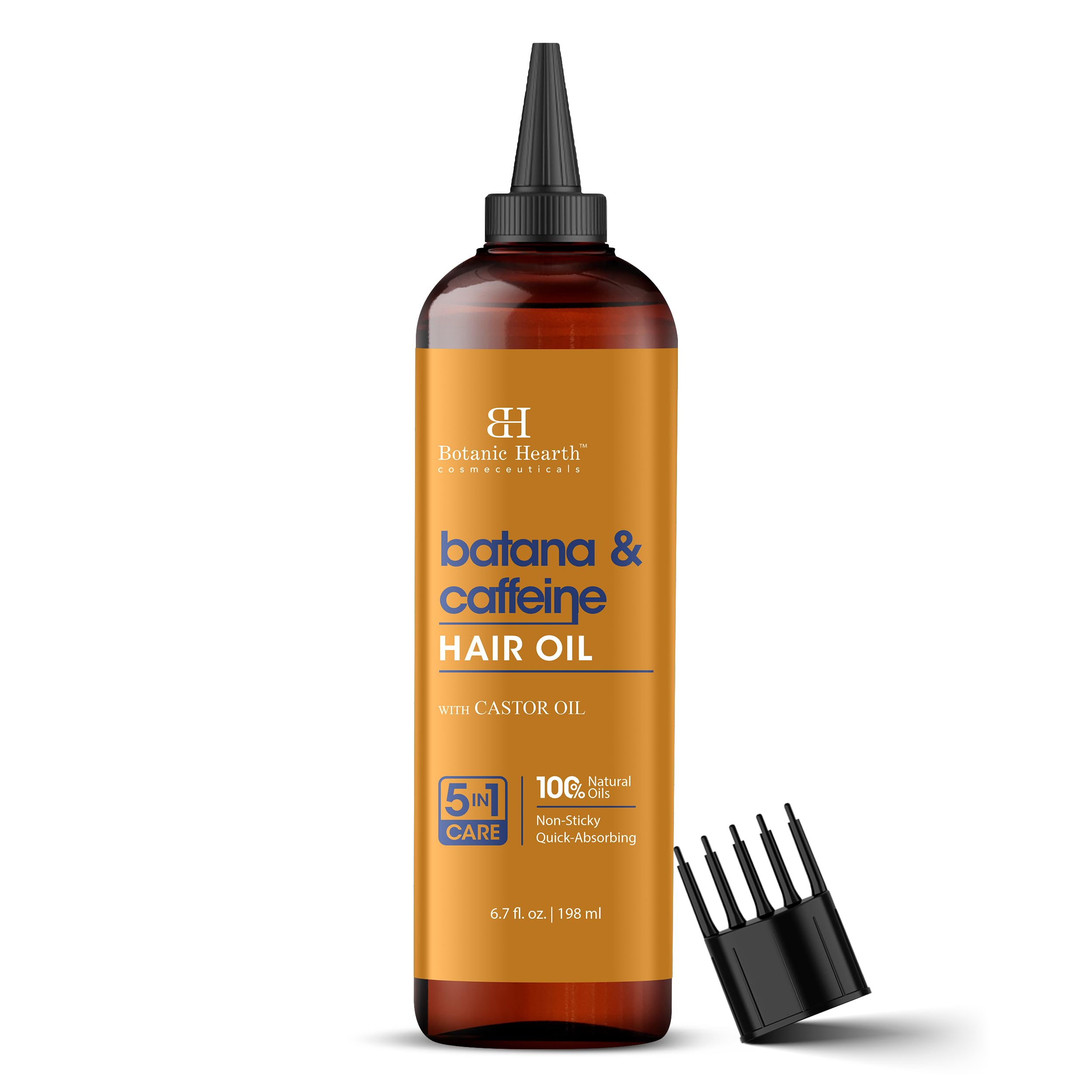 Botanic Hearth Batana & Caffeine Hair Oil (6.7 fl oz) | Revitalizing and Strengthening Hair Treatment for Fuller, Healthier-Looking Hair | Paraben Free | Suitable for All Hair Types