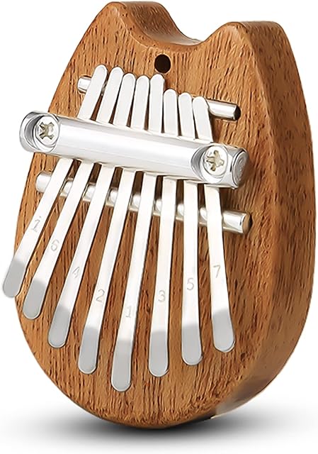 Mini kalimba pianino kciukowe 8 klawiszy, przenośne pianino z litego drewna Mbira Finger dla dzieci i dorosłych, kieszonkowe prezenty muzyczne dla początkujących z łańcuszkiem