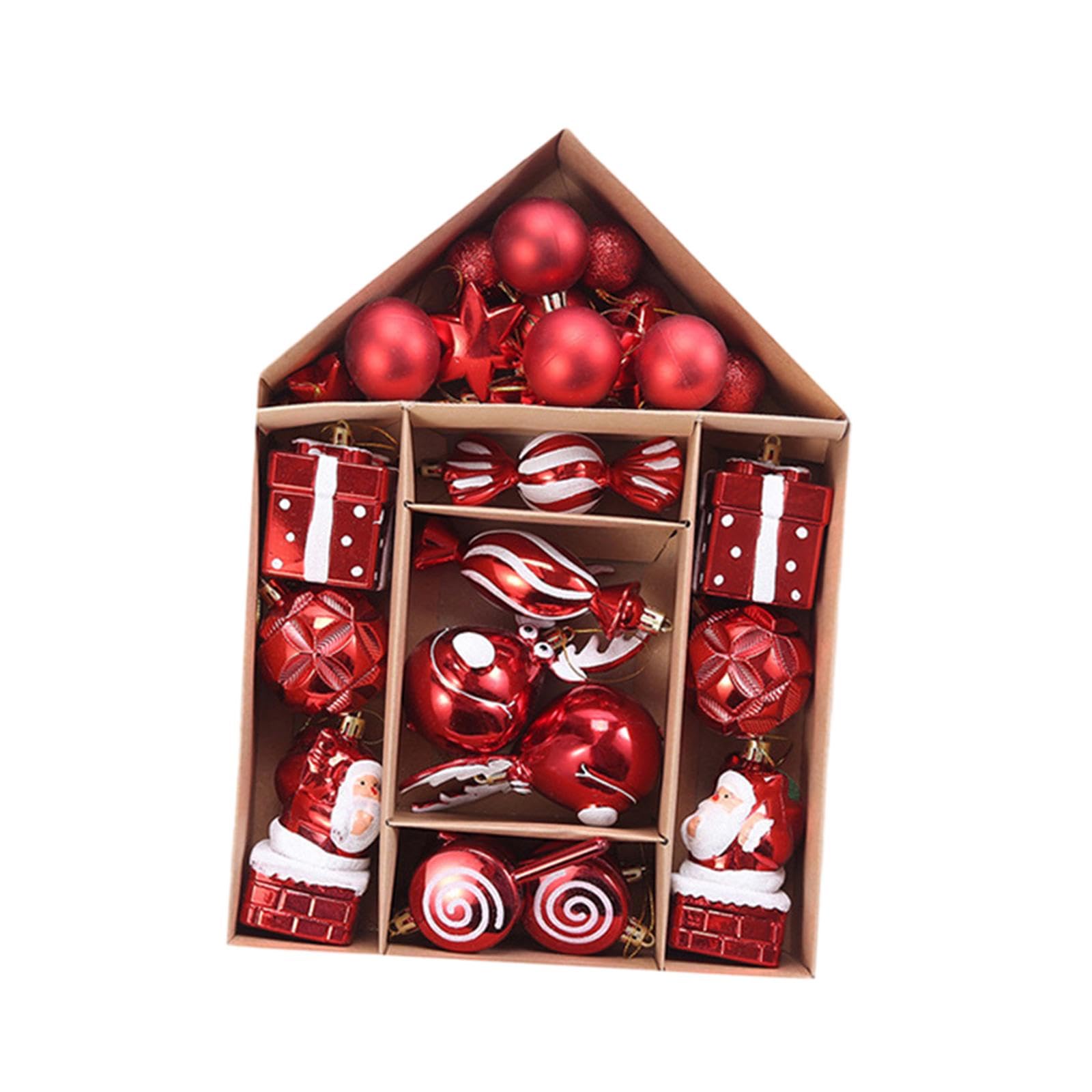 Oshhni Weihnachtskugeln, Ornamente, Weihnachtsbaumdekoration, Anhänger, Weihnachtskugeln, große Menge für Partygeschenke, Festliche Winterfeiertage auf der, Rotes Bonbon-Set