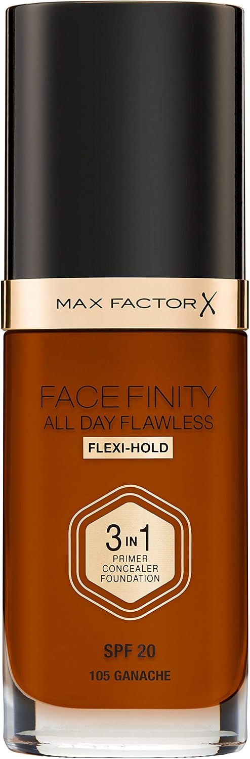 Max Factor Facefinity 3-in-1 All Day Flawless Foundation, SPF 20, Ganache, 30ml, 30 ml (Pack of 1)