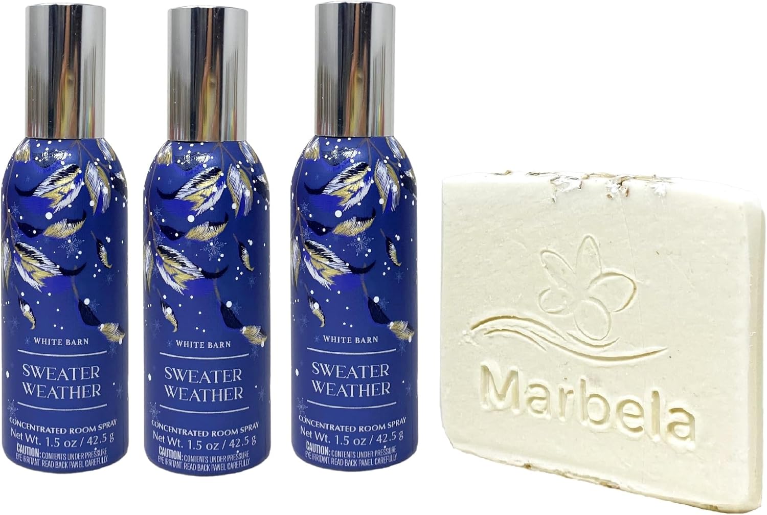 Bath & Body Works Sweater Weather Concentrated Room Spray 3 Piece Bundle with a Natural Oats Sample Soap