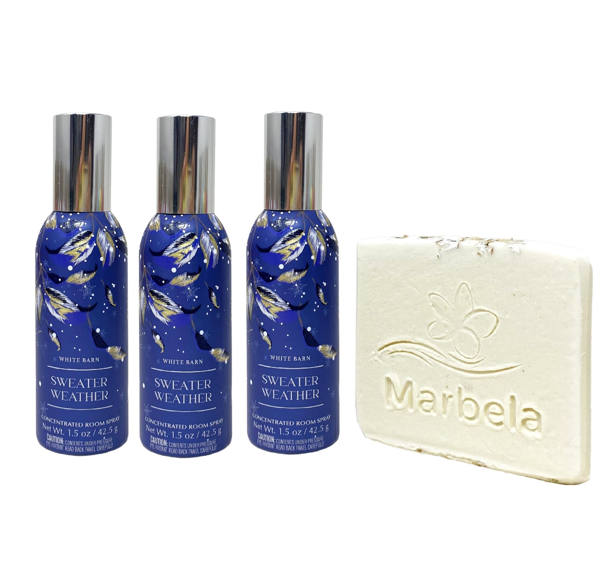 Bath & Body Works Sweater Weather Concentrated Room Spray 3 Piece Bundle with a Natural Oats Sample Soap
