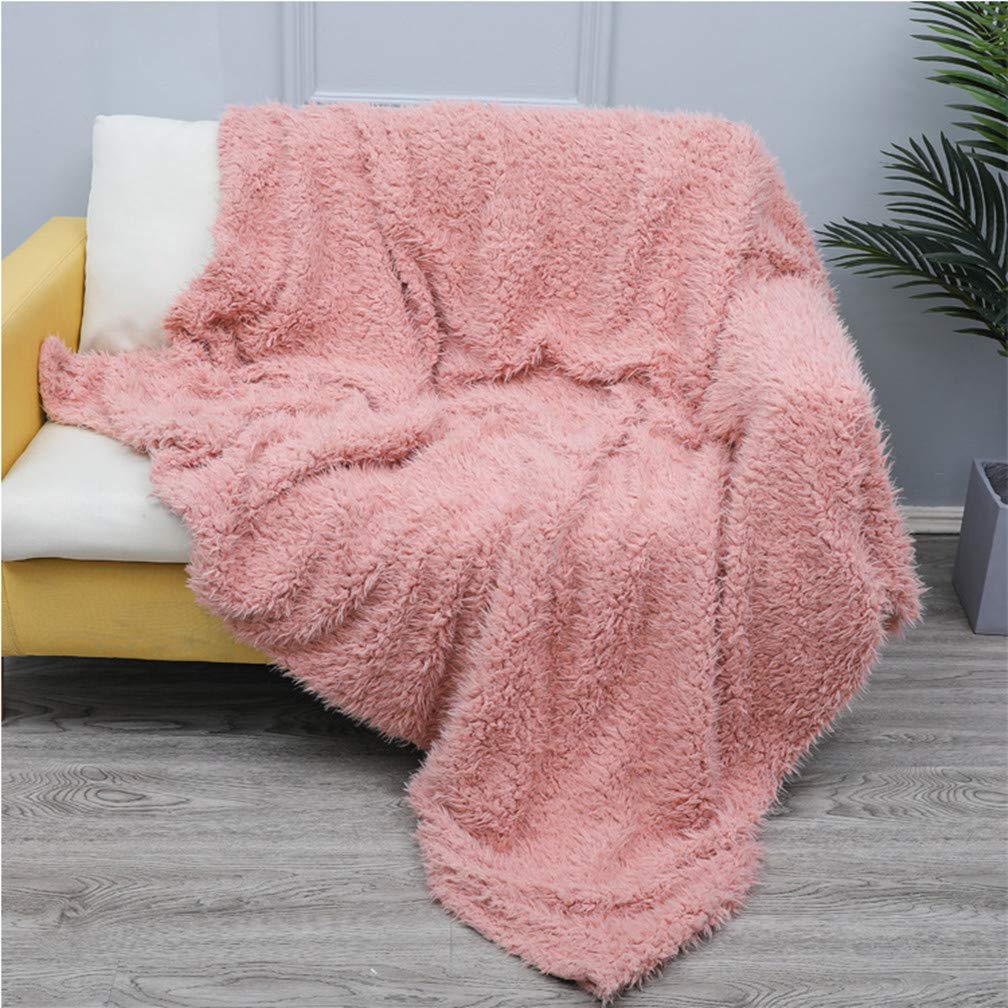 Sweetwill PV Velvet Gorgeous Fluffy Throw Blanket,Shaggy Throw Rug,Soft Decorative Plush Blanket for Bed Couch Sofa Chair (Pink, 130 * 150cm)