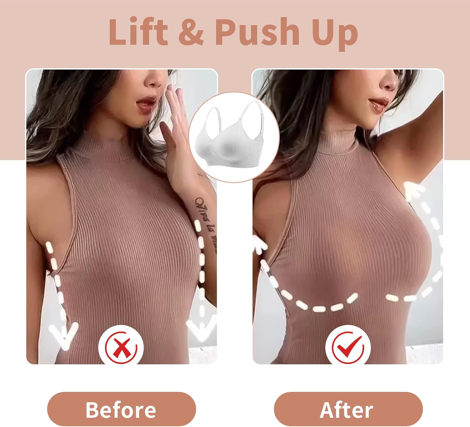 WOWENY Push Up Bras for Women No Underwire Wireless Jelly Strip Soft Support Comfortable Seamless Padded Bralette - Image 4