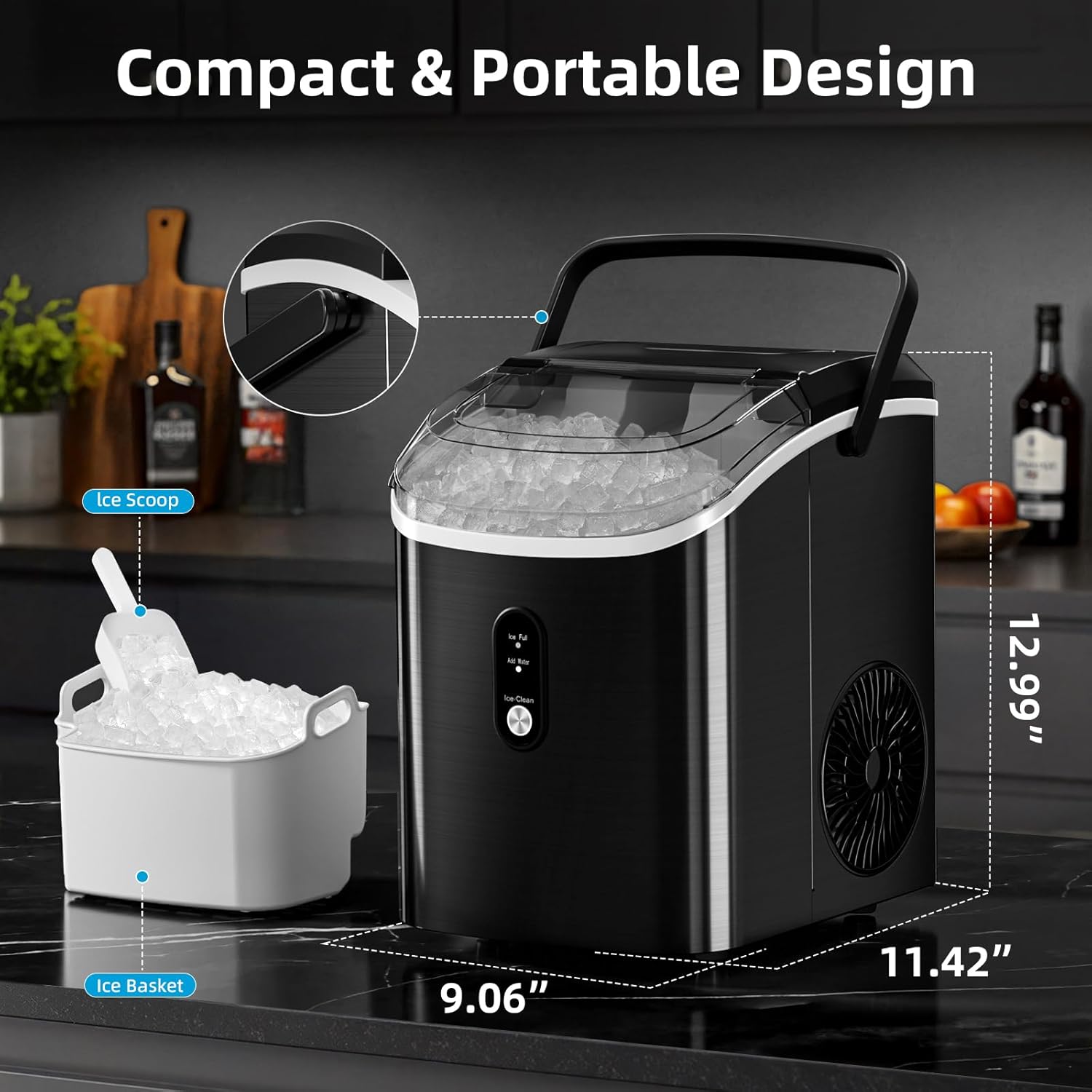 Antarctic Star Nugget Ice Maker Countertop with Soft Chewabl