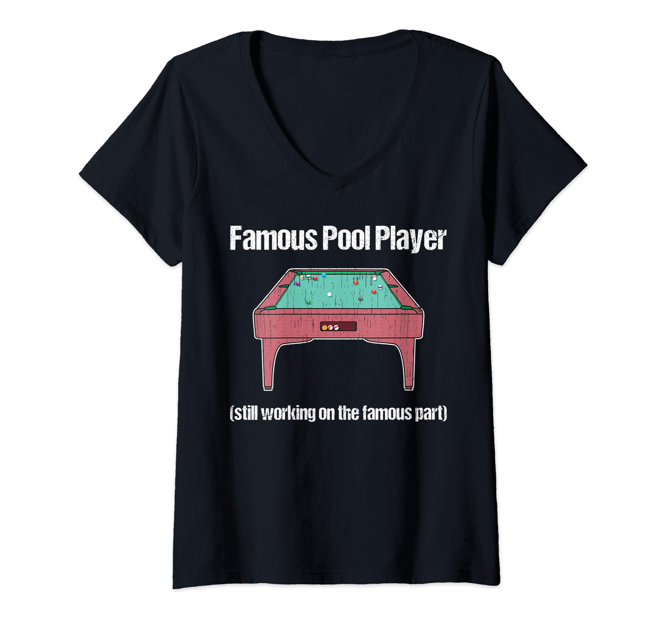 Billiard Novelty ApparelWomens Famous Pool Player Billiard Table 8-Ball V-Neck T-Shirt