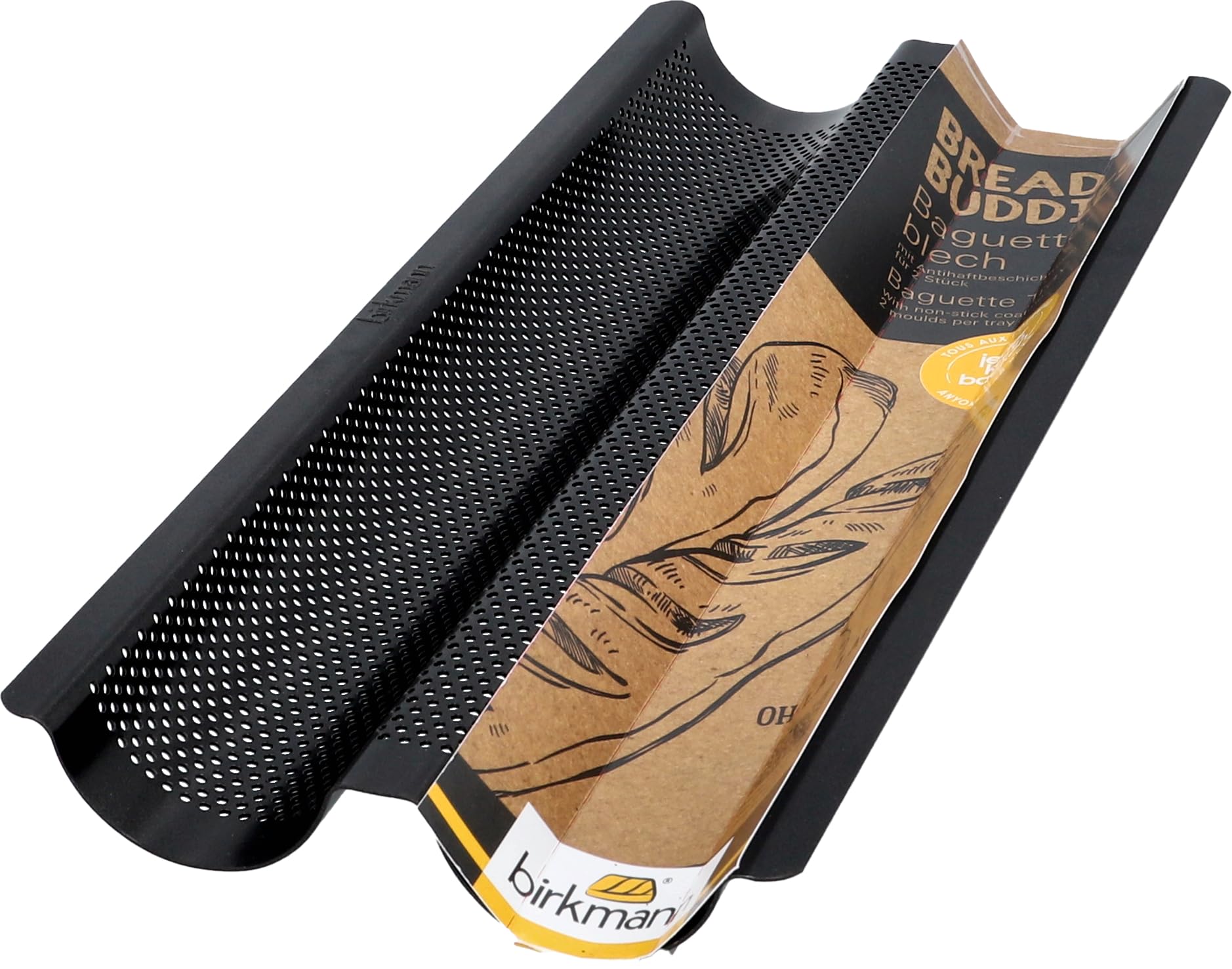 Birkmann Baguetteblech Bread Buddies Backform 3.0 cm breit 37.0 cm hoch 16.0 cm lang lebensmittelecht Karbonstahl ganzjährig geeignet