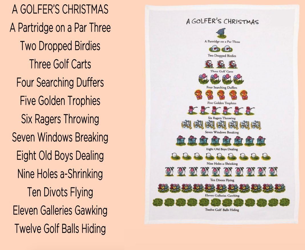 Mistletoe & Co. A Golfer's Christmas 100% Cotton Kitchen Tea Towel, 18" x 26"