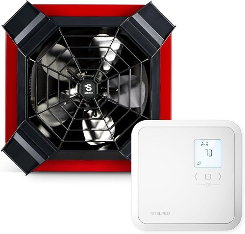 Stelpro Spider - Calentador de ventilador de techo con termostato electrónico ST402NPFF - Calentador de ventilador montado en techo de garaje +