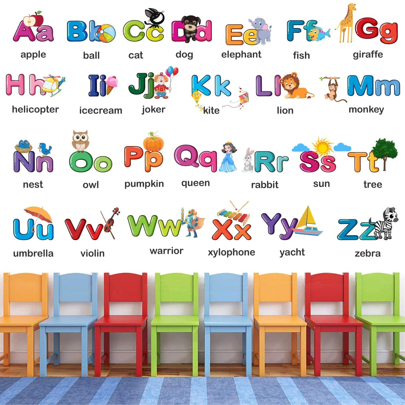 Byte shop 'Alphabets for Kids Learning Education Nursery Pre School Kinder Garden Baby Wall Sticker' -(Multi Colour, Vinyl - 120cm X 80 cm)