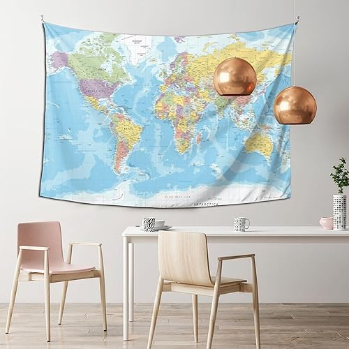 Miniatura 9 de MOUNDHONG Tapiz de mapa del mundo para colgar en la pared, tapiz de arte retro para pared, tapices de pared grandes para dormitorio, dormitorio