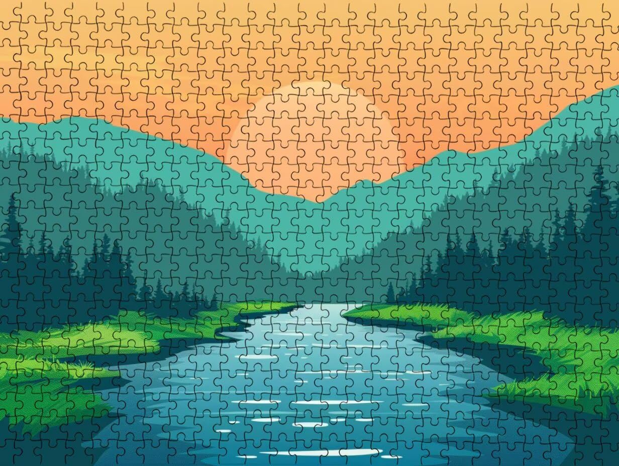 Clásicos Puzzle 1000 para Adultos, MontañAs Verdes Y Campos LDYQS7-378