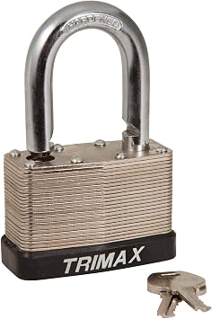 Trimax TLM2150 Dual Locking 65mm Solid Steel Laminated Padlock with 1.5" x 7/16" Dia. Shackle