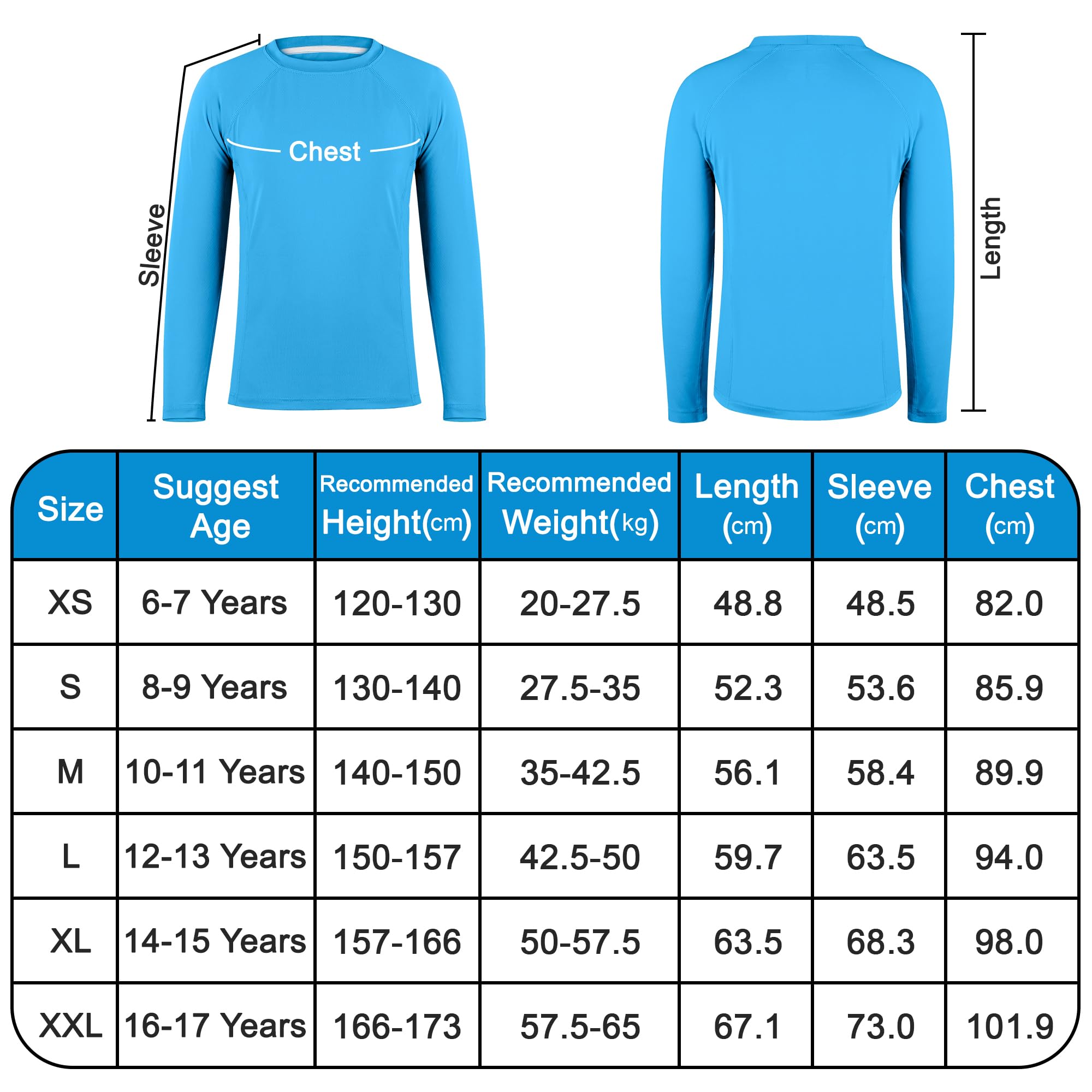 BIG ELEPHANT – Lot de 3 T-Shirts UV à Manches Longues pour garçons – UPF 50+, T-Shirts de Sport à séchage Rapide pour Enfants, Respirants, col Rond