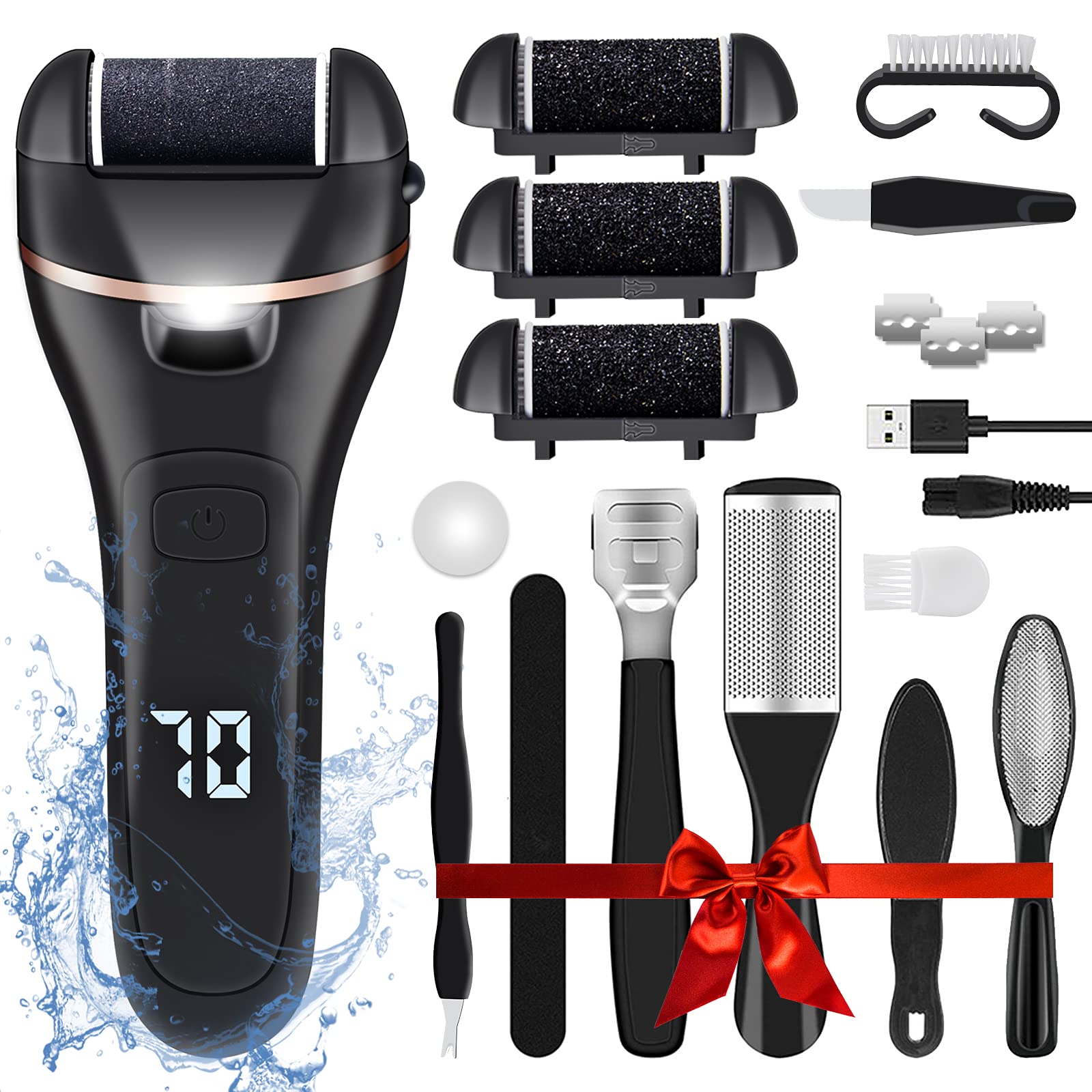 LAVAEDElectric Callus Remover for Feet 19 in 1 Foot Grinder for Dead Skin Foot Scrubber Electric Foot File Callus Remover Rechargeable Pedicure Kit Professional for Cracked Heels Dead Skin