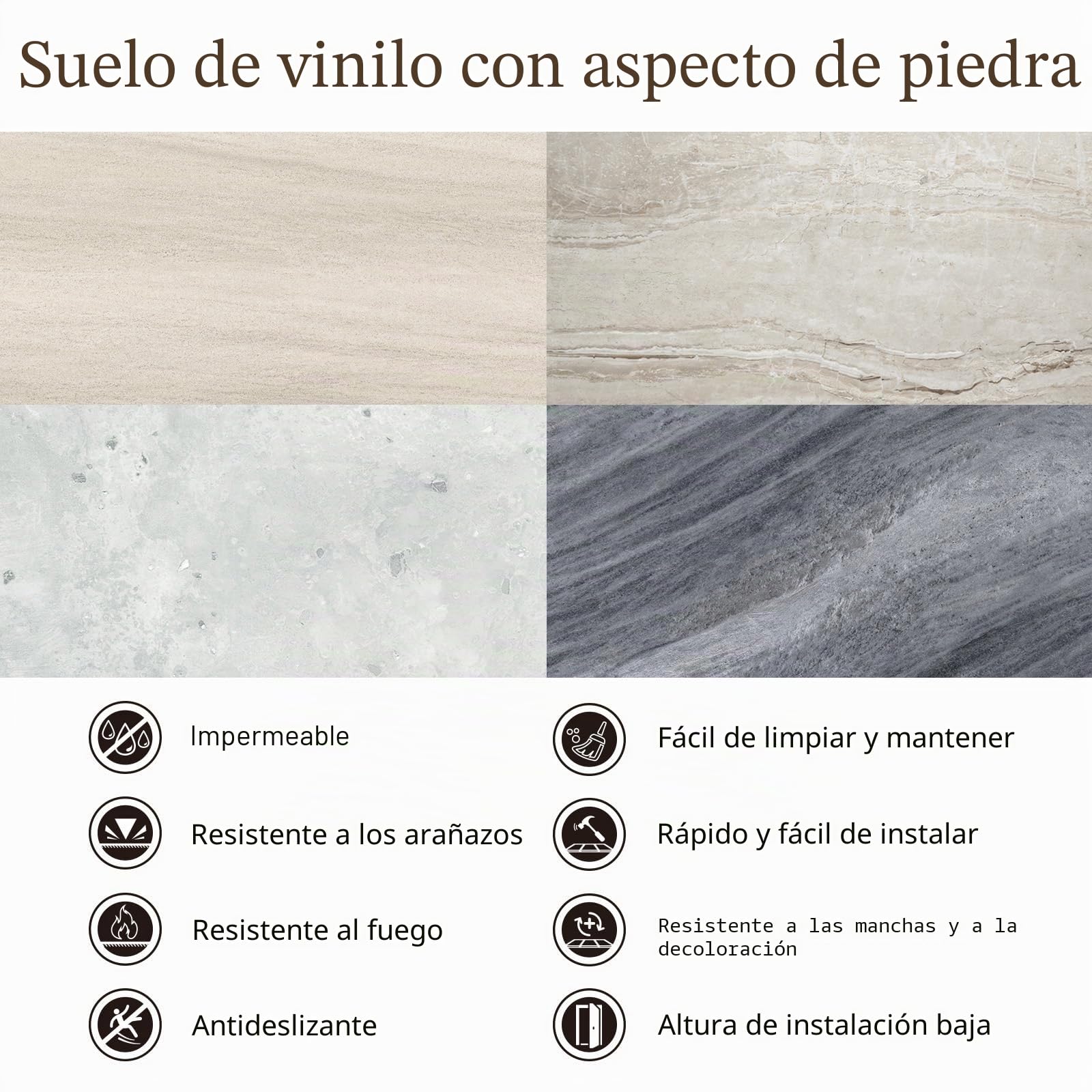 Mysflosy - Azulejos de suelo autoadhesivos, 61,0 cm x 30,5 cm Efecto piedra de vinilo impermeable, despegue y pegue para instalación DIY, Cubre 2,23 m²