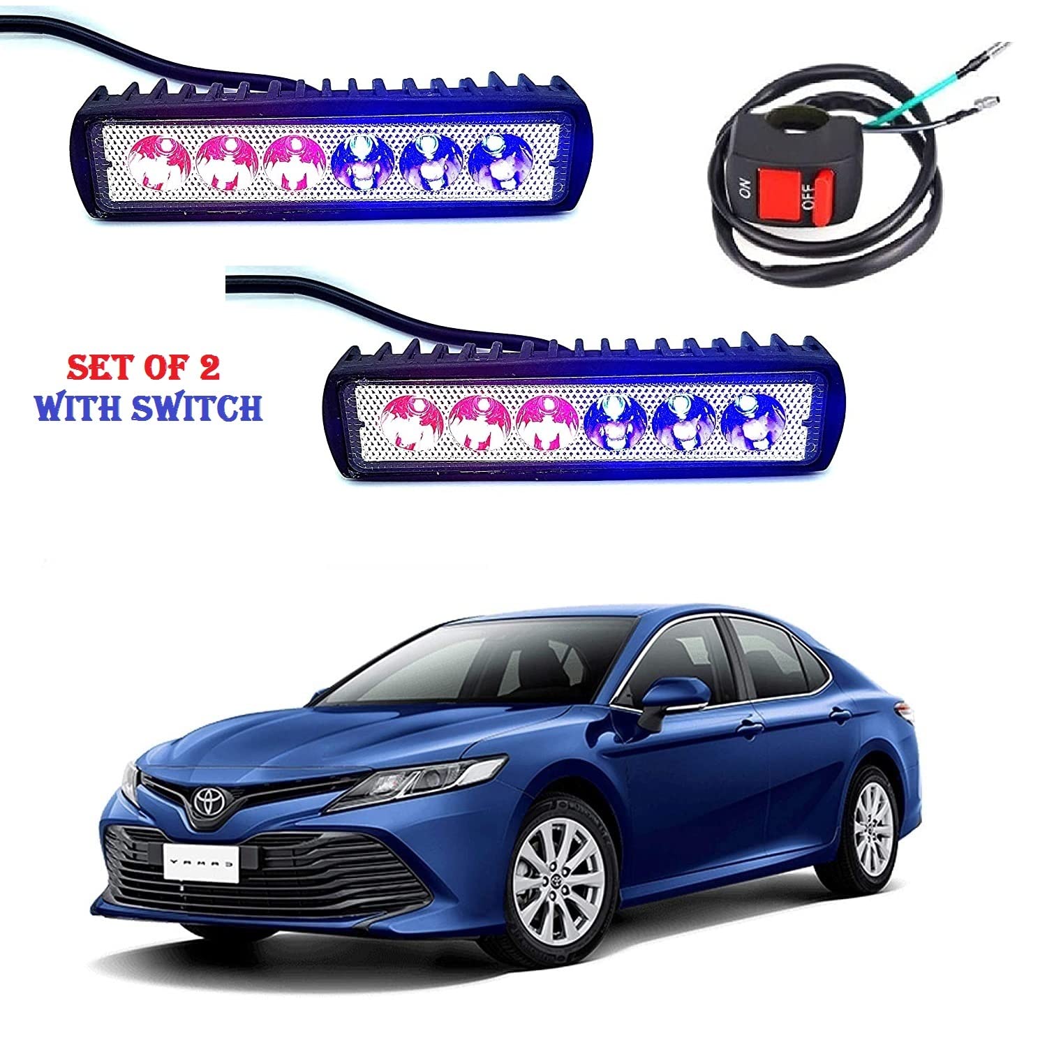 Buy Olmeo 2pc 6 LED Red Blue Light Flasher, Warning Emergency Hazard