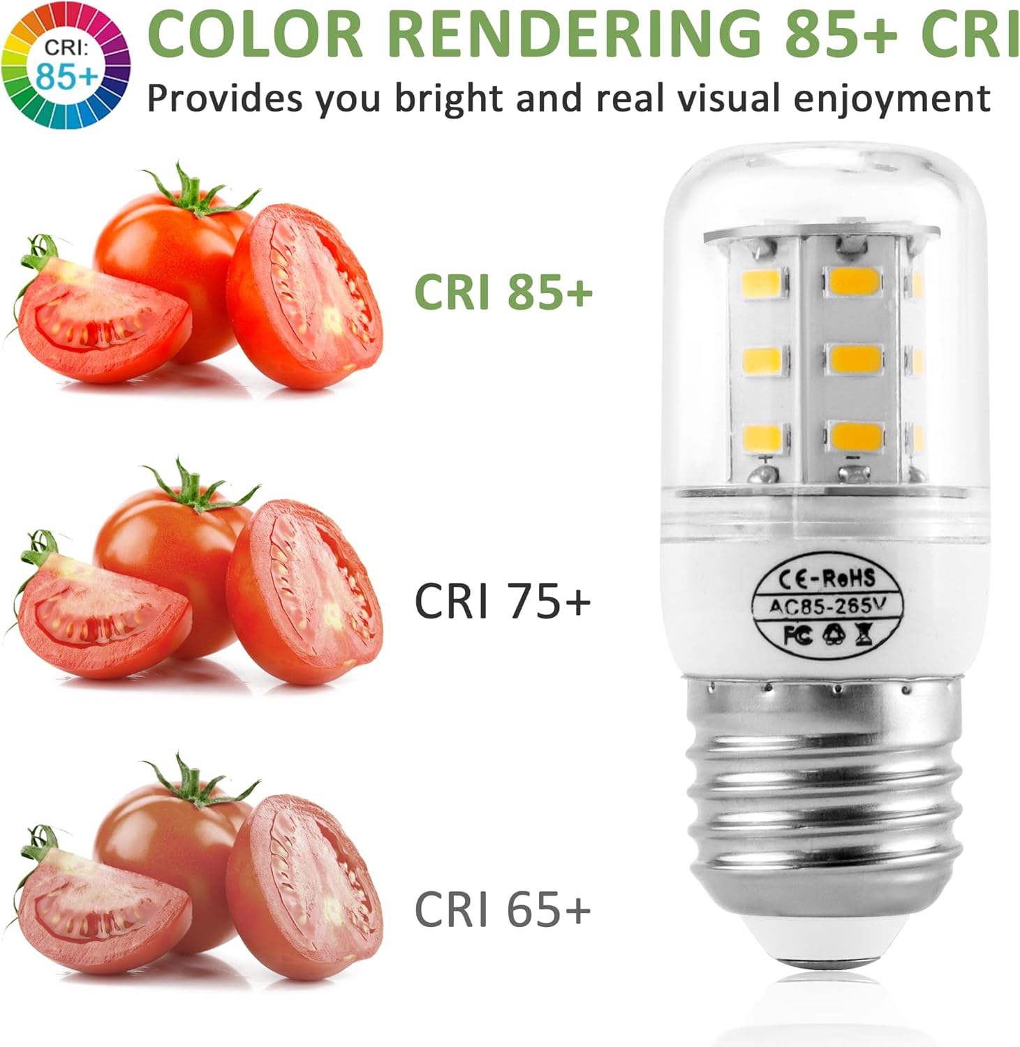 Appliance Bulb 5304511738/Refrigerator Li.GHT Bulb/Light Bu.lb Kei D34l E26/E27 3.5W 5000K (85V-265V Warm Light) Refrigerator Led Light Bulb-2Packs