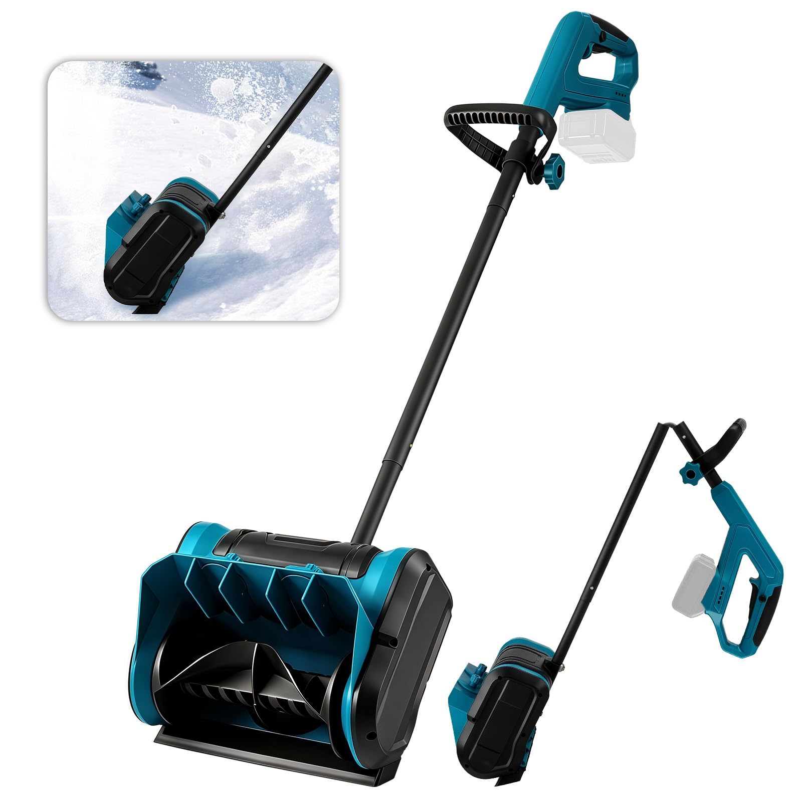 Akku Schneefräse für Makita Akku 18V, Bürstenlos elektrische Schneefräse,1000W kabellos Schneebürste bis 30cm Räumhöhe, 8m Wurfweite,30cm Arbeitsbreite, 70° Einstellbar(Ohne Akku)