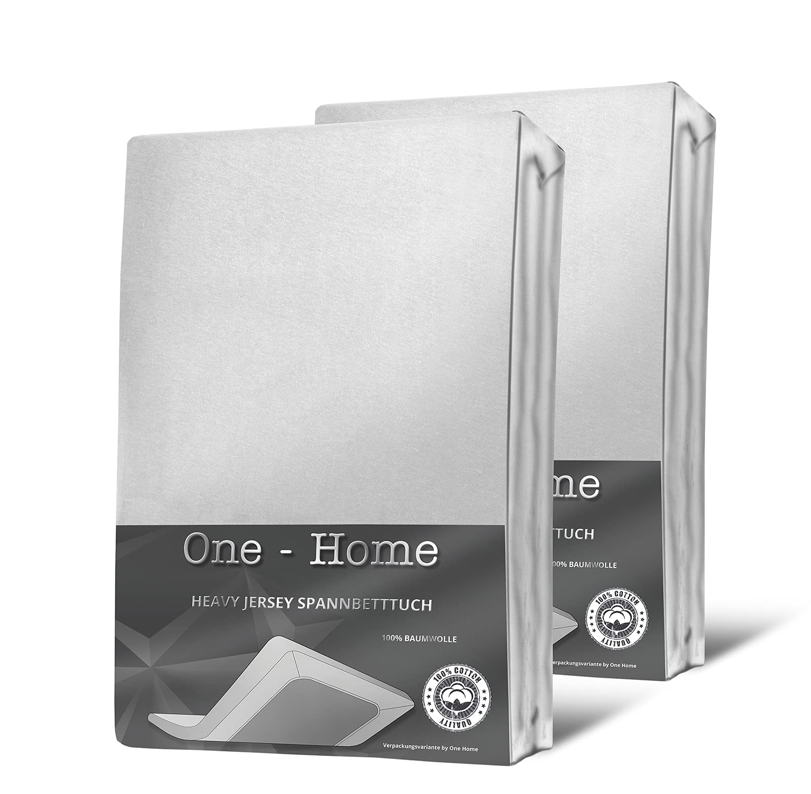 one-home 2er Set Jersey Spannbettlaken Spannbetttuch weich Heavy Baumwolle Rundumgummizug, Farbe:Weiß, Größe:180x200 cm - 200x220 cm Boxer