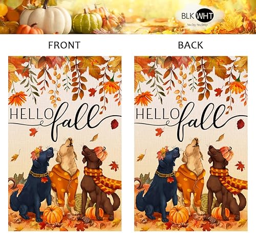 Miniatura 5 de BLKWHT Bandera de jardín de perros de otoño de 12 x 18 pulgadas, vertical, de doble cara, hojas de otoño, Acción de Gracias, vacaciones,